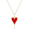 Necklaces SG Fine | Small Enamel Heart Pendant 14K Yellow Gold