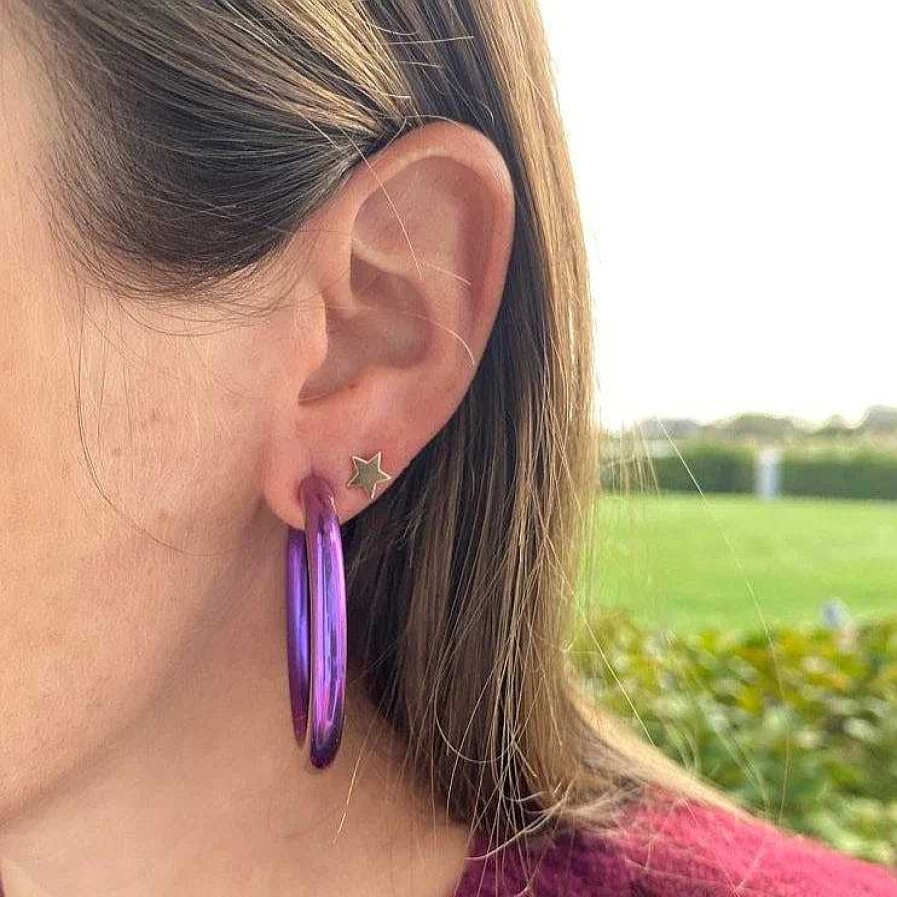 Earrings SG Fine | The Purple Tube Electric Hoops® Titanium