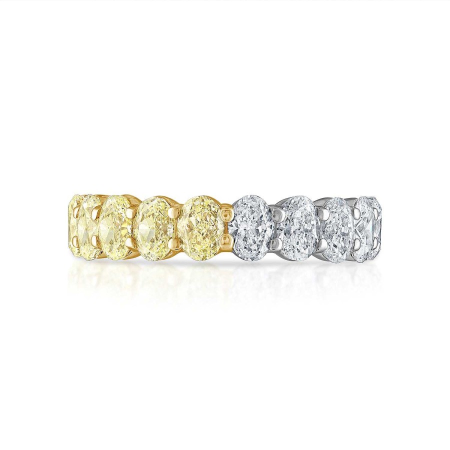 Rings SG Fine | Two Tone Oval Cut Eternity Band 18K White/Yellow Gold