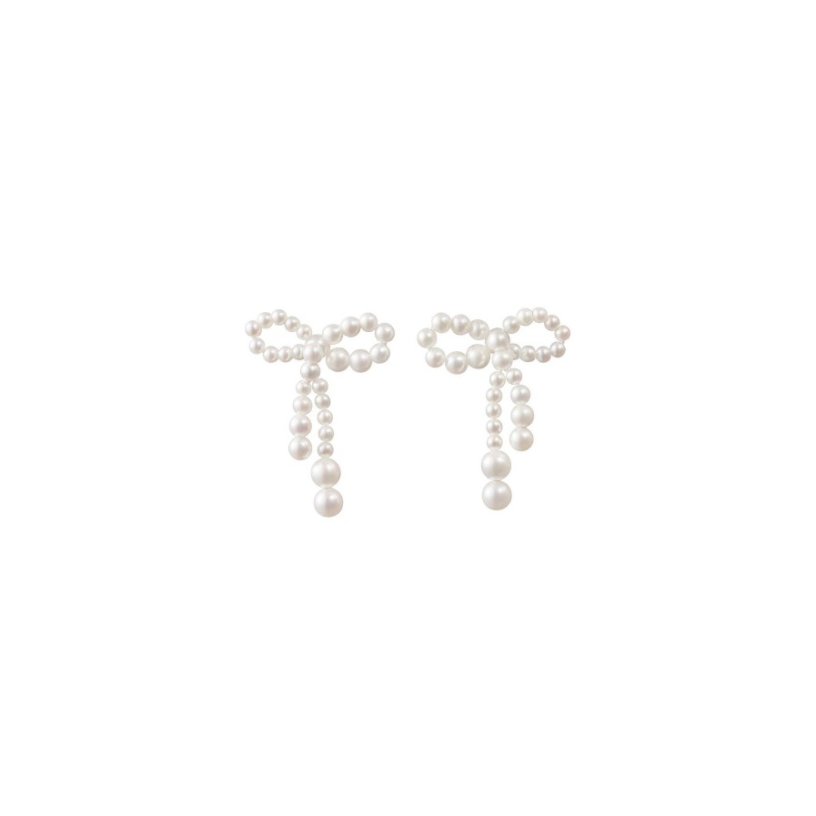 Earrings Sophie Bille Brahe | Pearl Bow Earrings 14K Yellow Gold