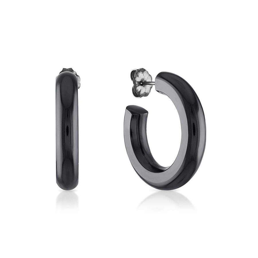 Earrings SG Fine | The Gunmetal Tube Electric Hoops® Titanium