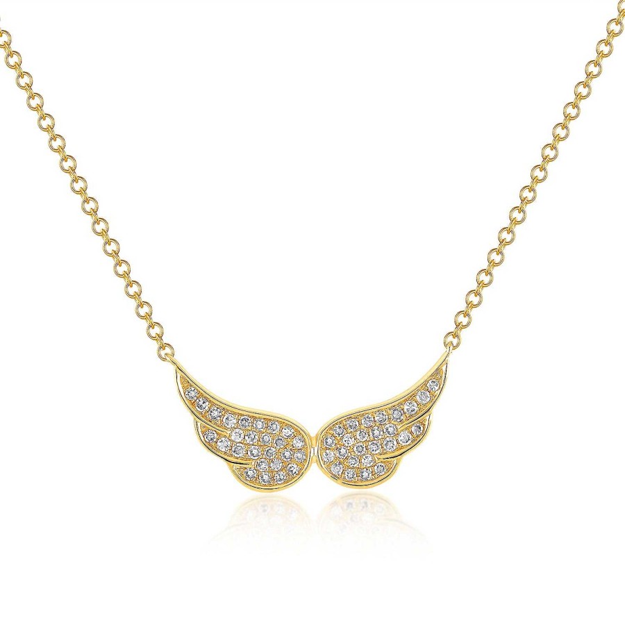 Necklaces EF Collection | Diamond Double Angel Wing Necklace