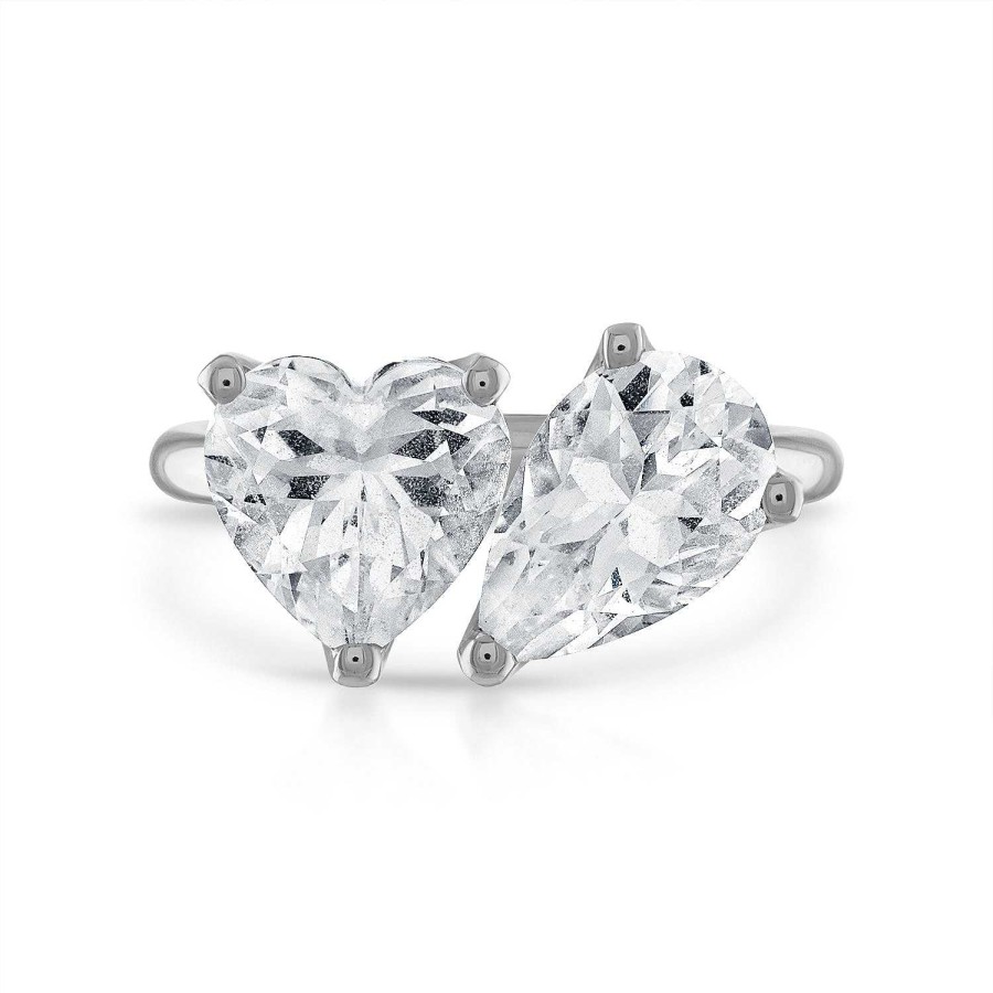 Rings Jane Taylor | White Topaz Heart And Pear Ring