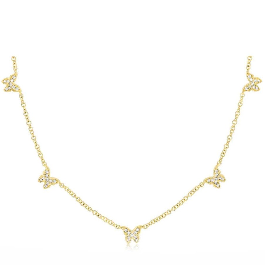 Necklaces EF Collection | 5 Baby Diamond Butterfly Necklace