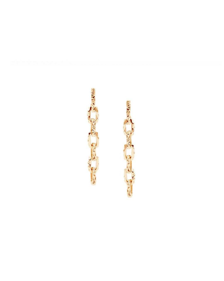 Earrings Bernard James | Mirror Nano Link Drop Earrings 18K Yellow Gold