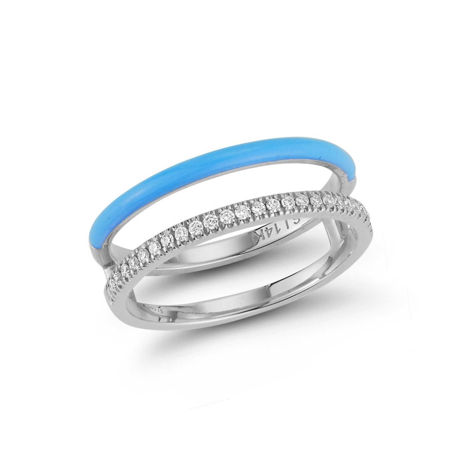 Rings SG Fine | Enamel And Diamond Double Bar Ring