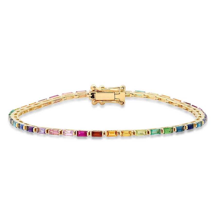 Bracelets Eriness Jewelry | Rainbow Baguette Tennis Bracelet 14K Yellow Gold