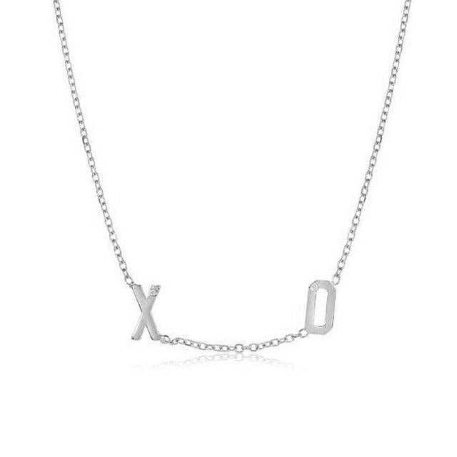 Necklaces Kelly Bello | Mini Initial With Single Diamond Necklace