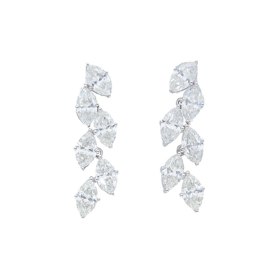 Earrings SG Fine | Marquise Dangle Drop Earrings 14K White Gold