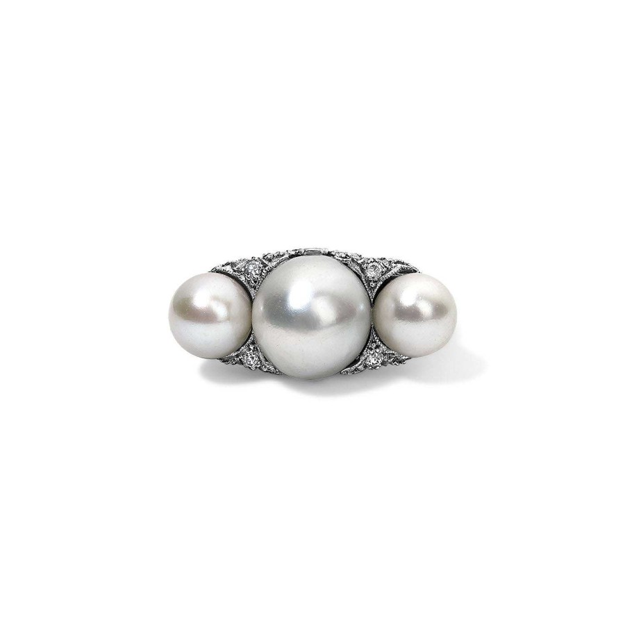 Rings SG Fine | Antique Edwardian 3 Pearl Ring Platinum