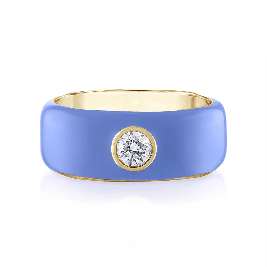 Rings SG Fine | Enamel And Round Diamond Cigar Band 14K Yellow Gold