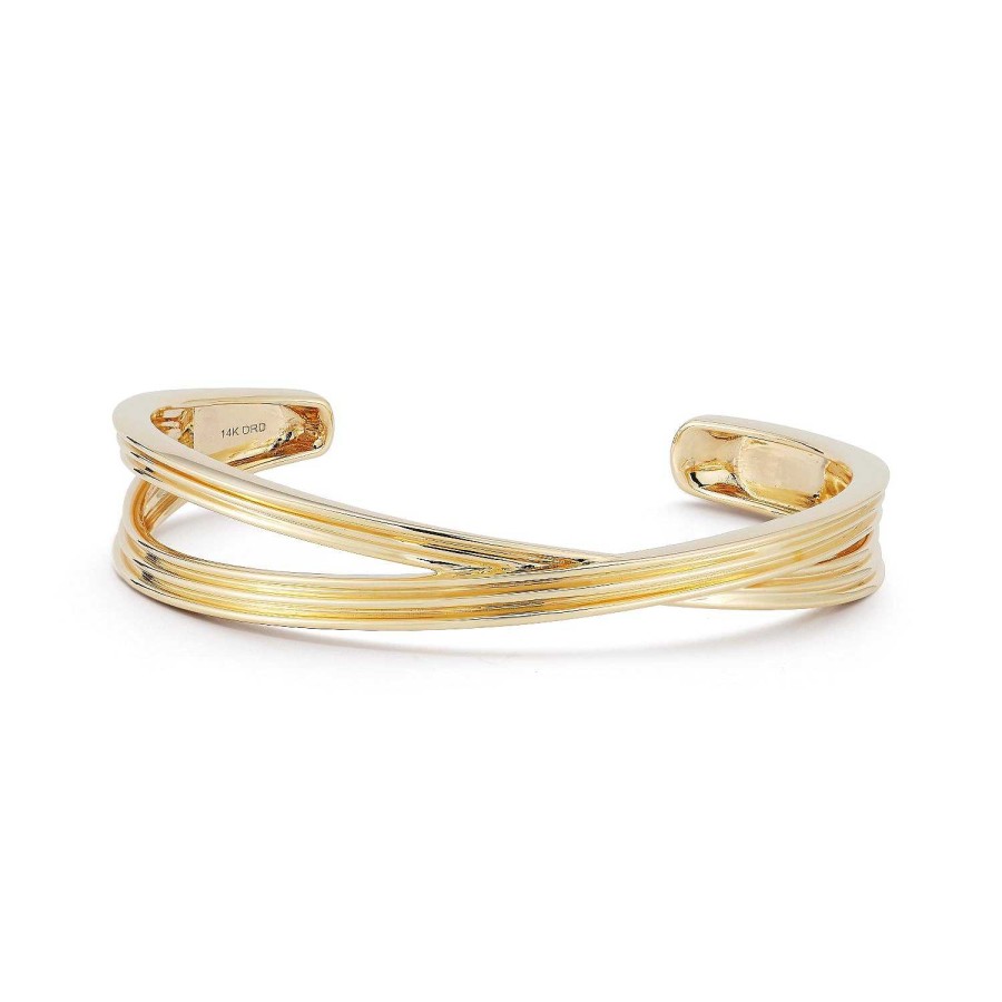 Bracelets Dana Rebecca | Nana Bernice Crossover Cuff 14K Yellow Gold