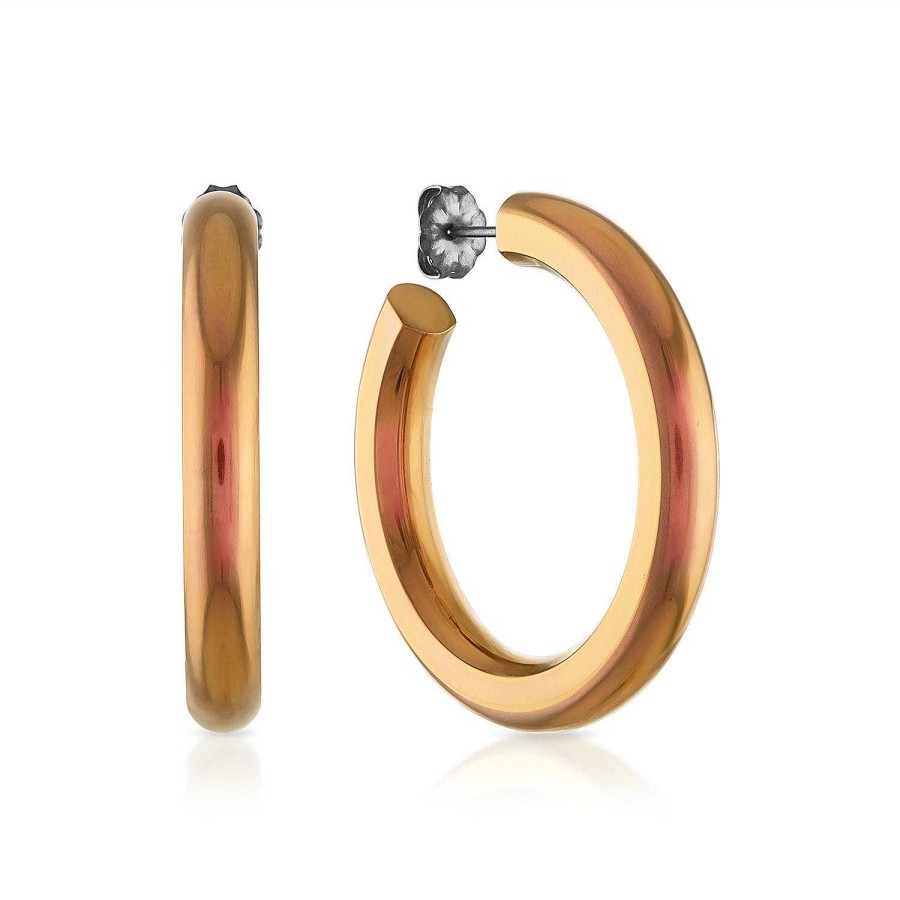 Earrings SG Fine | The Caramel Tube Electric Hoops® Titanium