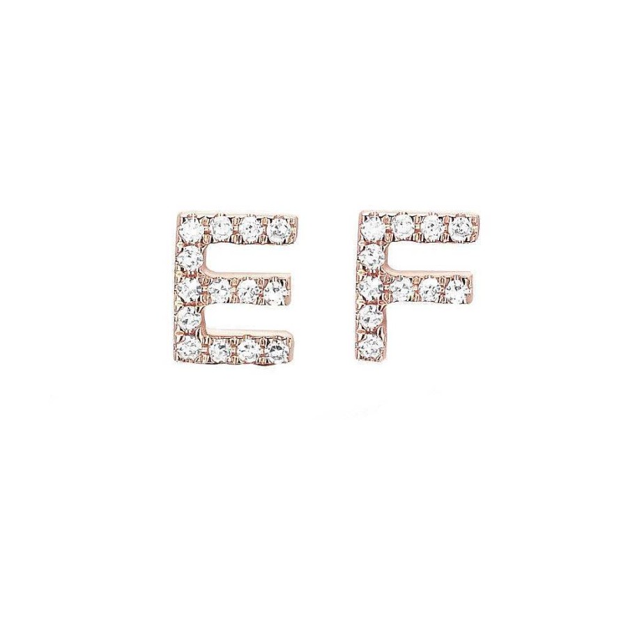 Earrings EF Collection | Mini Diamond Initial Stud Earrings