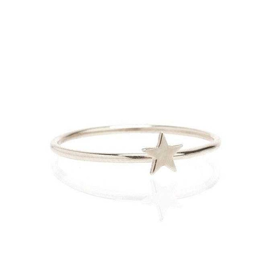 Rings Zoe Chicco | Itty Bitty Star Ring 14K White Gold