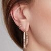 Earrings Walters Faith | Ottoline Gold And Diamond Baguette Hoop Earrings 18K Rose Gold