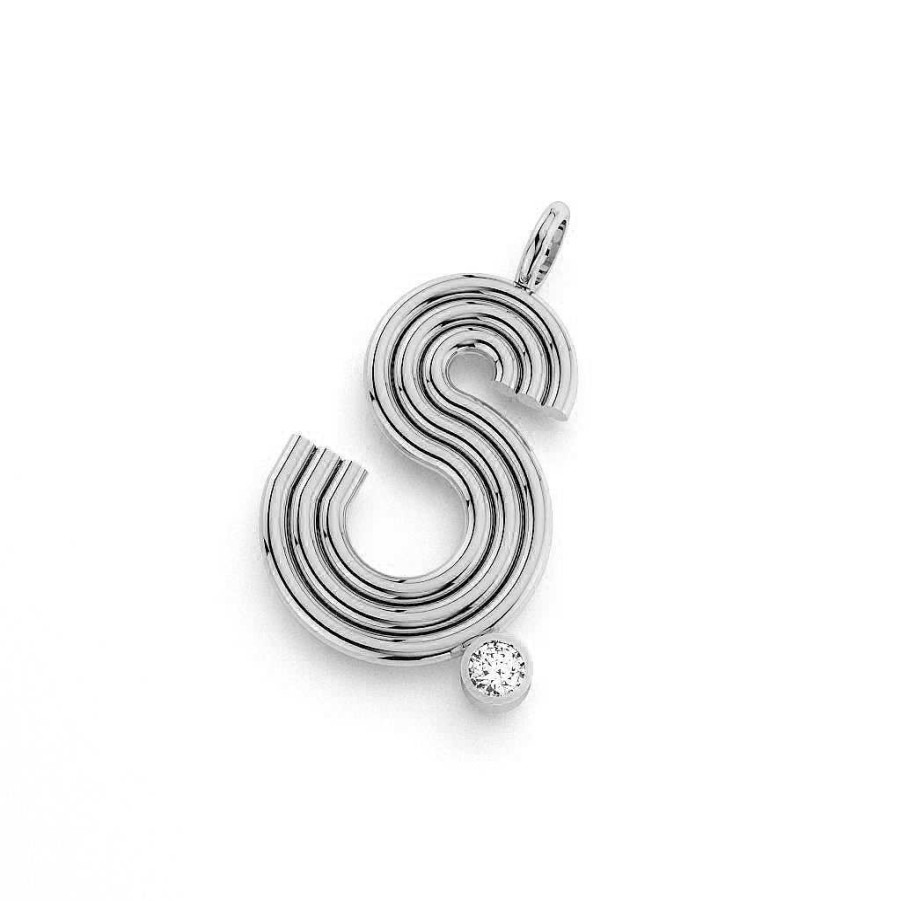 Necklaces Alexa Sidaris | Xl Initial Charm With Diamond