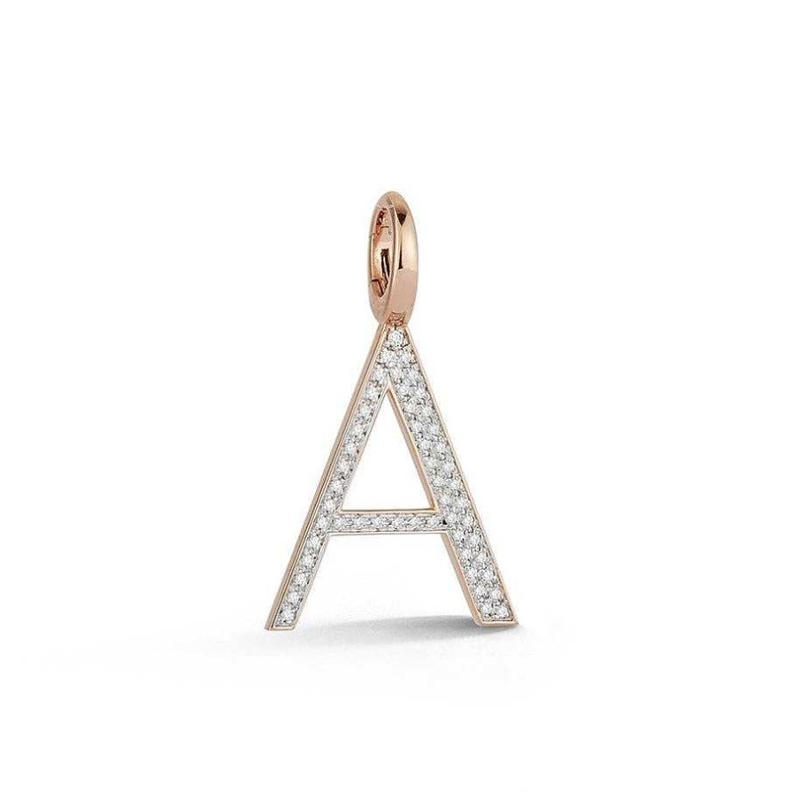 Necklaces Walters Faith | Woolf Gold And Diamond Initial Charm 18K Rose Gold