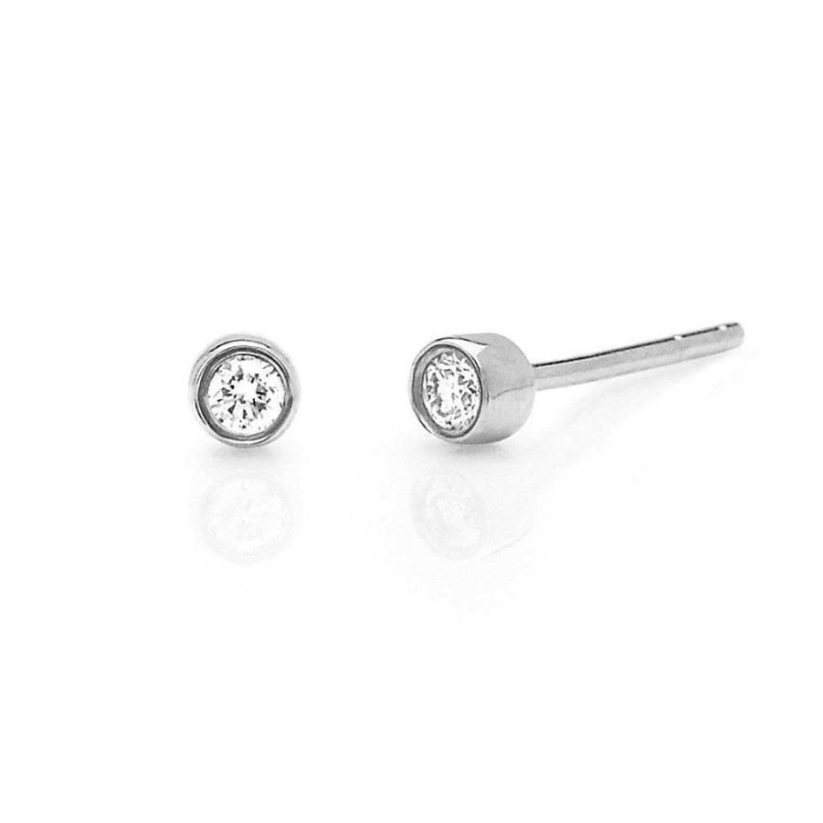 Earrings EF Collection | Diamond Bezel Stud Earrings