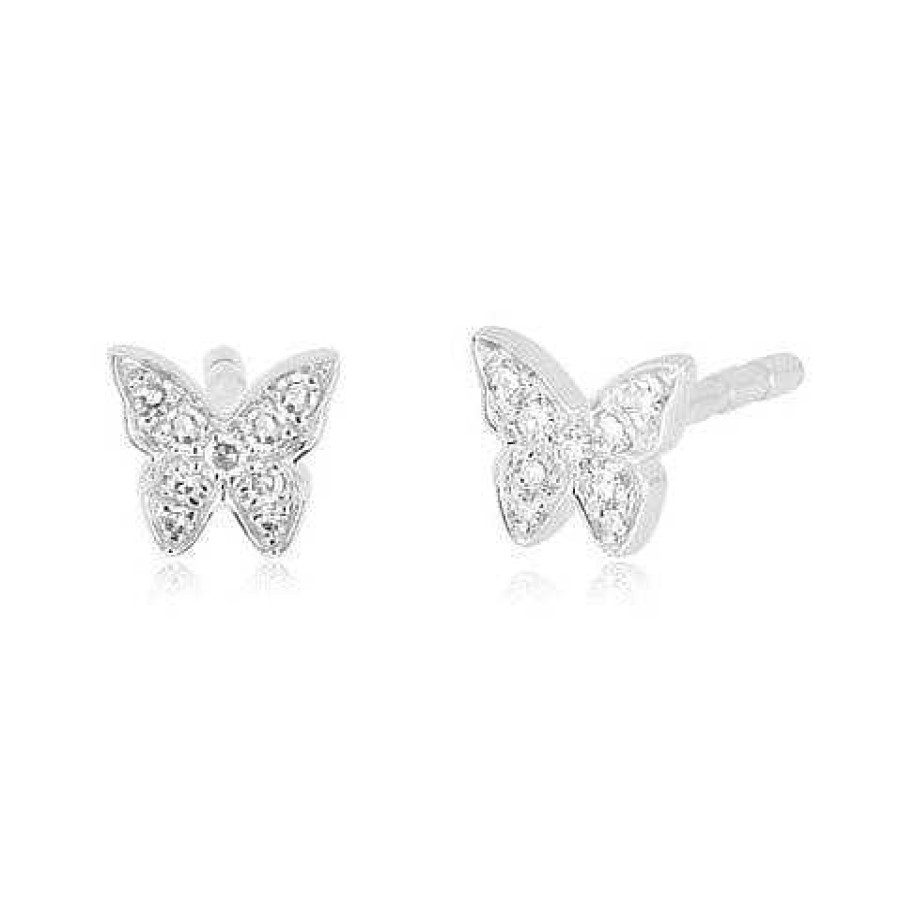 Earrings EF Collection | Baby Diamond Butterfly Stud Earring