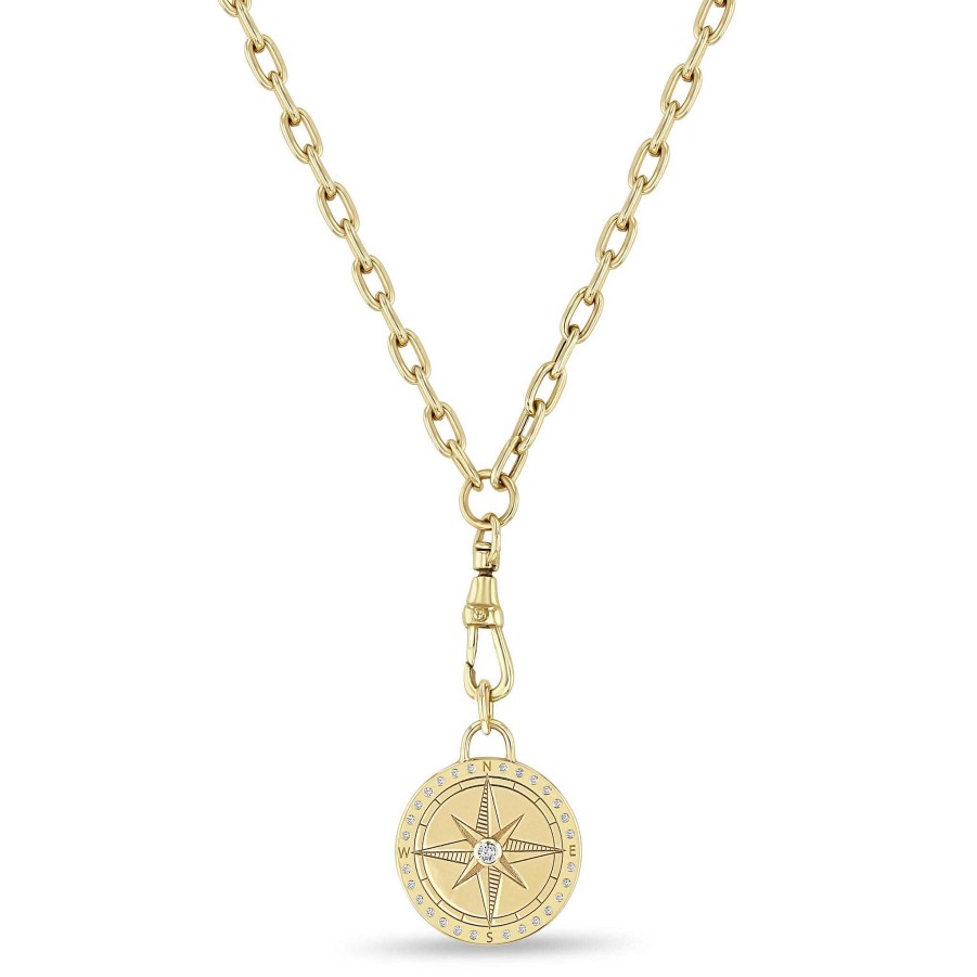 Necklaces Zoe Chicco | Medium Compass Lariat Necklace 14K Yellow Gold