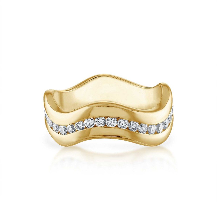 Rings SG Fine | Capri Channel Set Pave Band 14K Yellow Gold