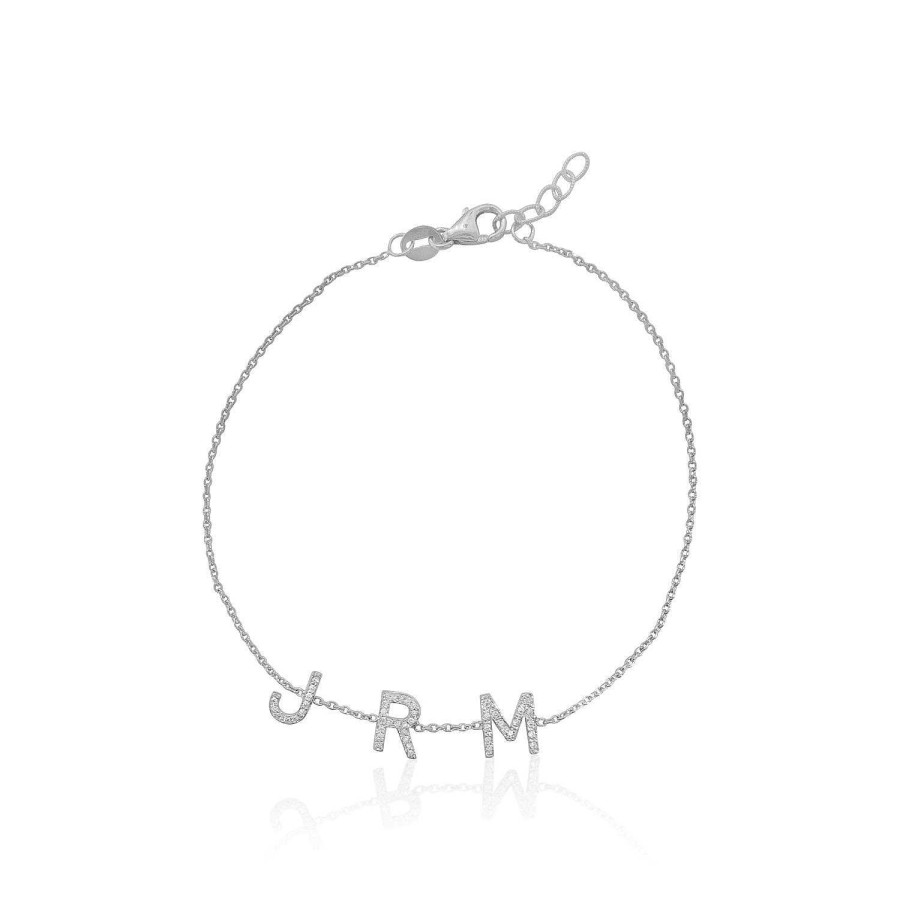 Bracelets Kelly Bello | Mini Pave Initial Bracelet