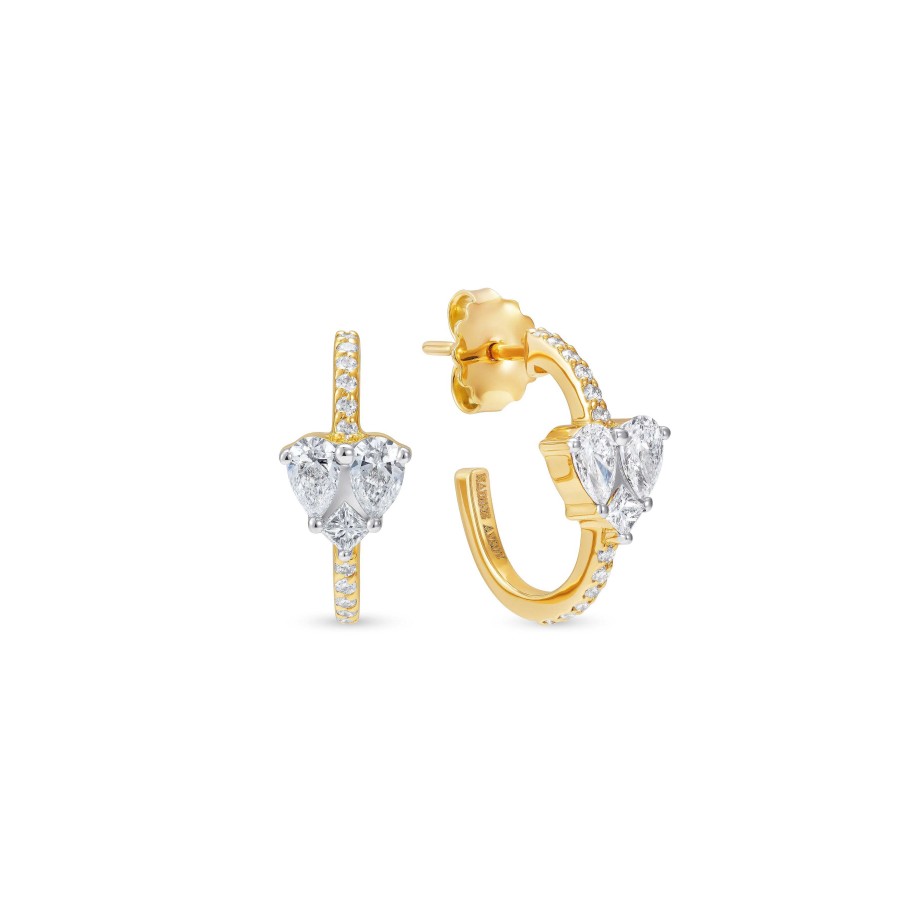 Earrings Nadine Aysoy | Illusion Heart Shaped Hoop Earrings 18K Yellow Gold