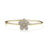 Bracelets SG Fine | Single Pave Flower Bangle 14K Yellow Gold