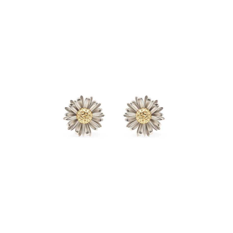 Earrings Bernard James | Maxi Daisy Earrings 14K White/Yellow Gold