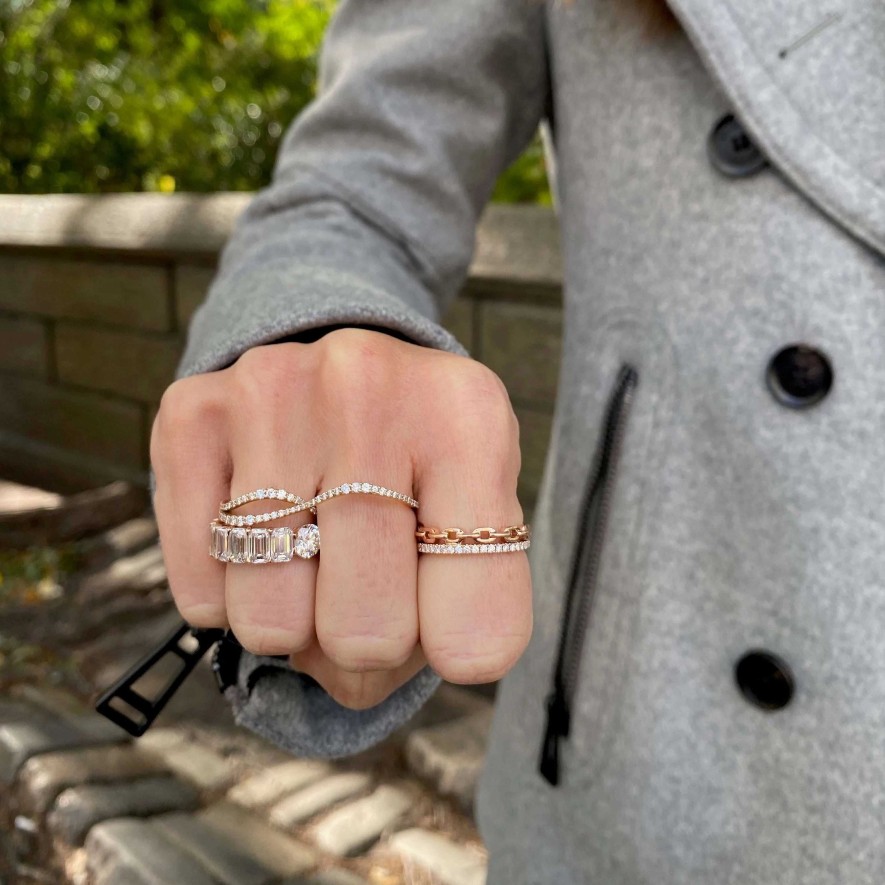 Rings SG Fine | Curb Chain Stack Band 14K Yellow Gold