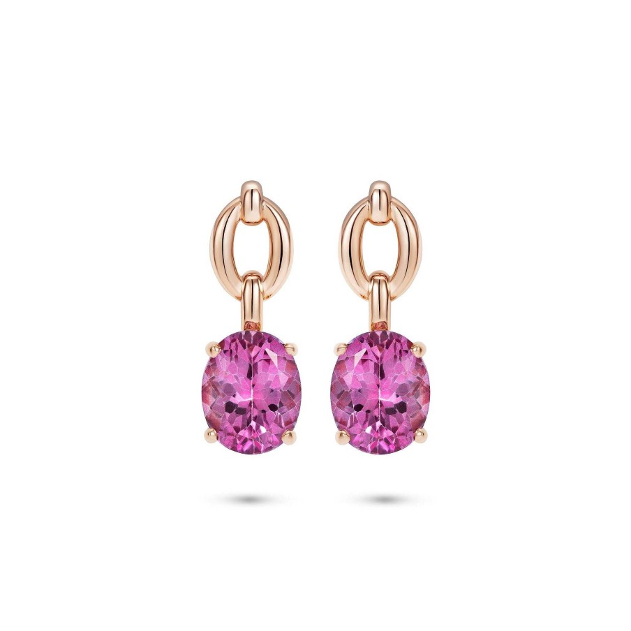 Earrings Nadine Aysoy | Catena Drop Pink Topaz Earrings