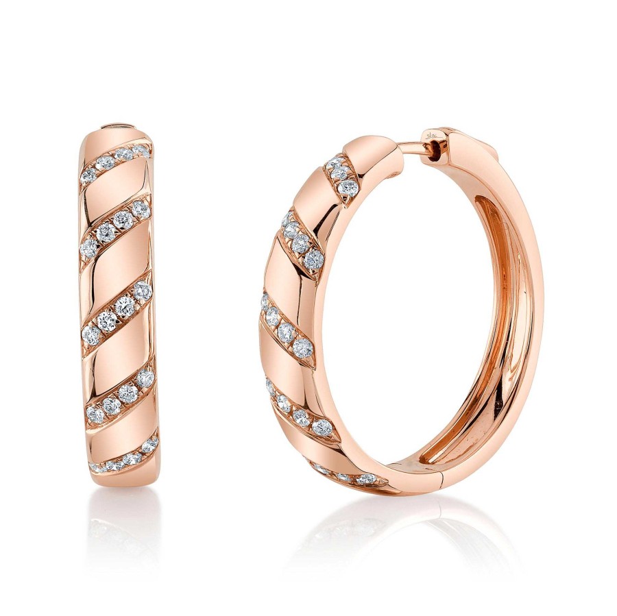 Earrings SG Fine | Gold And Diamond Stripe Hoop