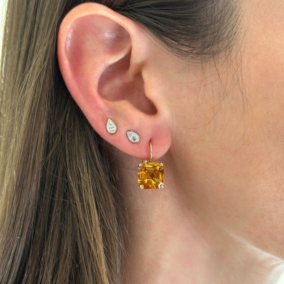 Earrings Jane Taylor | Octogonal Drop Earring 14K Yellow Gold