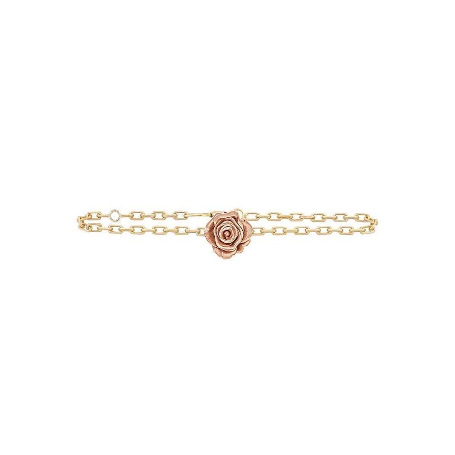 Bracelets Bernard James | Maxi Rosa Single Charm Bracelet 14K Yellow/Rose Gold