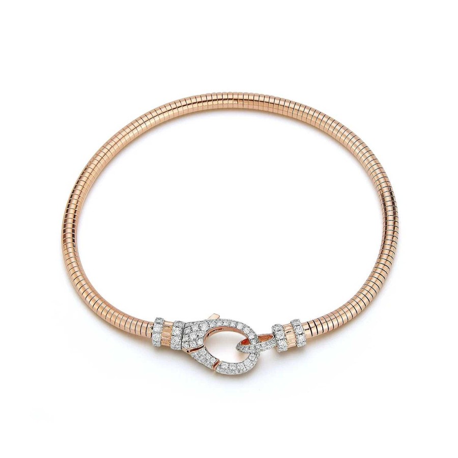 Bracelets Walters Faith | Clive Boa Chain Bracelet With Diamond Clasp 18K Rose Gold