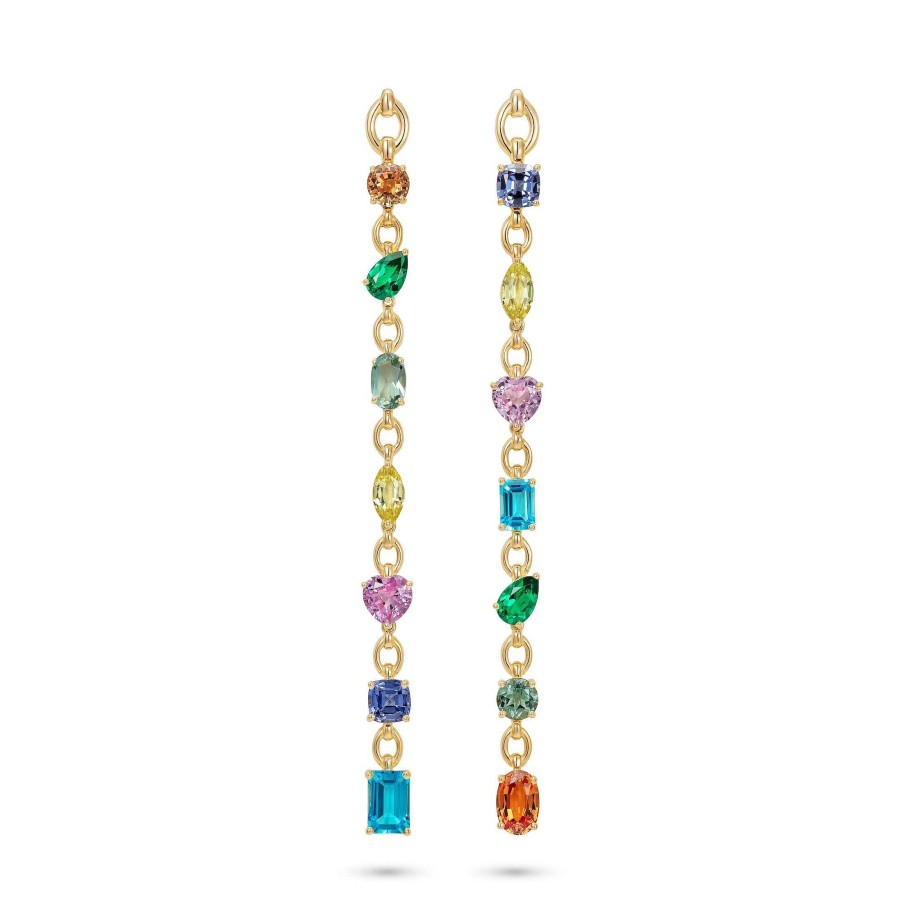 Earrings Nadine Aysoy | Catena Rainbow Extra Long Earrings 18K Yellow Gold