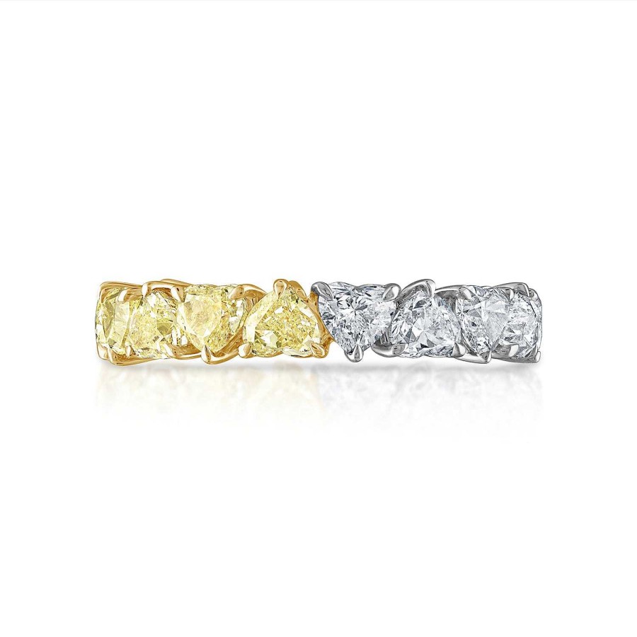 Rings SG Fine | Two Tone Heart Eternity Band 18K White/Yellow Gold