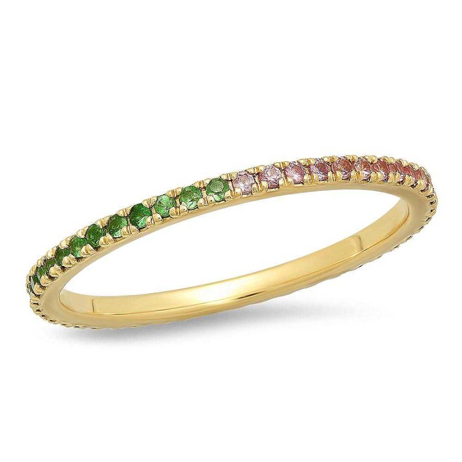 Rings Eriness Jewelry | Two Tone Gemstone Eternity Band 14K Yellow Gold