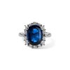 Rings SG Fine | Vintage Oval Shape Buff Top Sapphire Ring Platinum