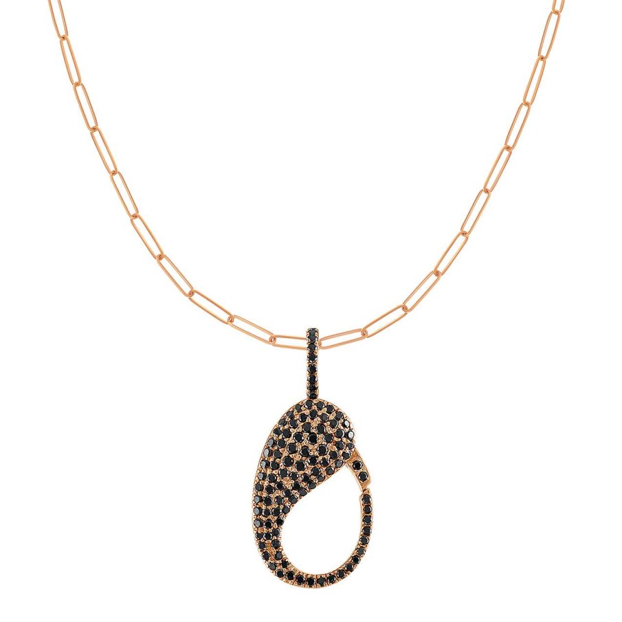 Necklaces SG Fine | Black Diamond Pave Lock Charm