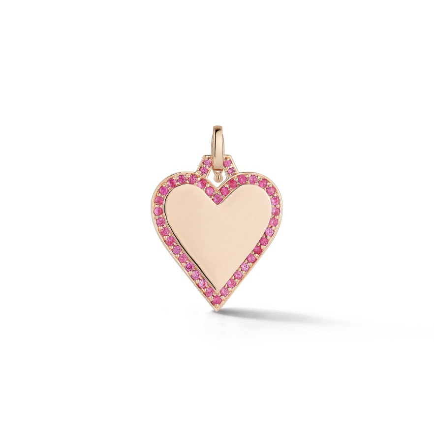 Necklaces Walters Faith | Dora Gold And Pave Edge Heart Charm 18K Rose Gold