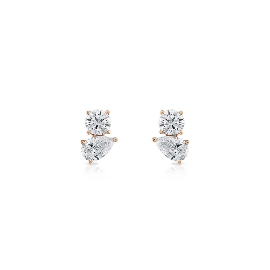 Earrings SG Fine | Mini Round-Pear Two Stone Earring