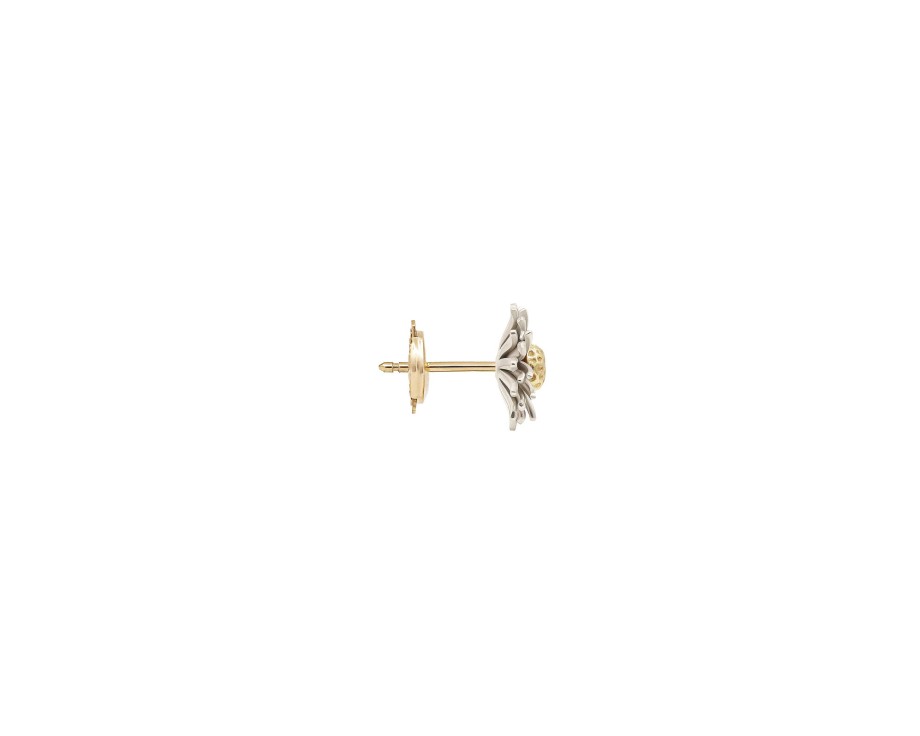 Earrings Bernard James | Maxi Daisy Earrings 14K White/Yellow Gold