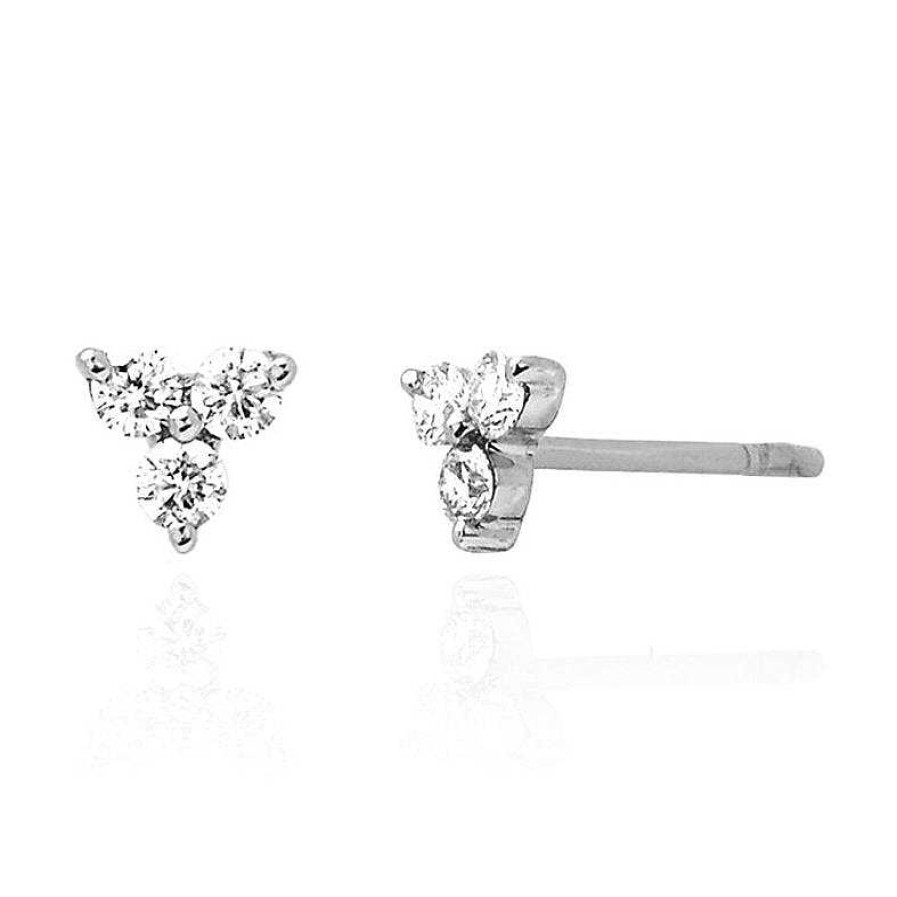 Earrings EF Collection | Diamond Trio Stud Earring