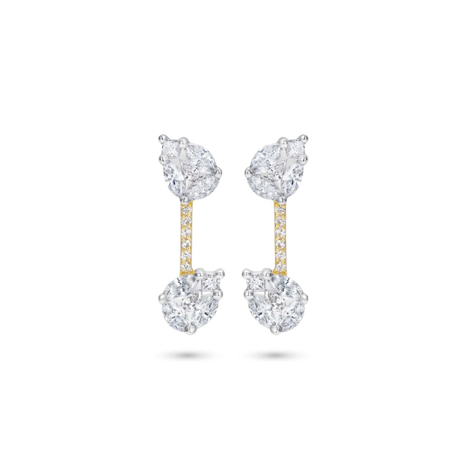 Earrings Nadine Aysoy | Illusion Pear Shaped Double Earrings 18K Yellow Gold