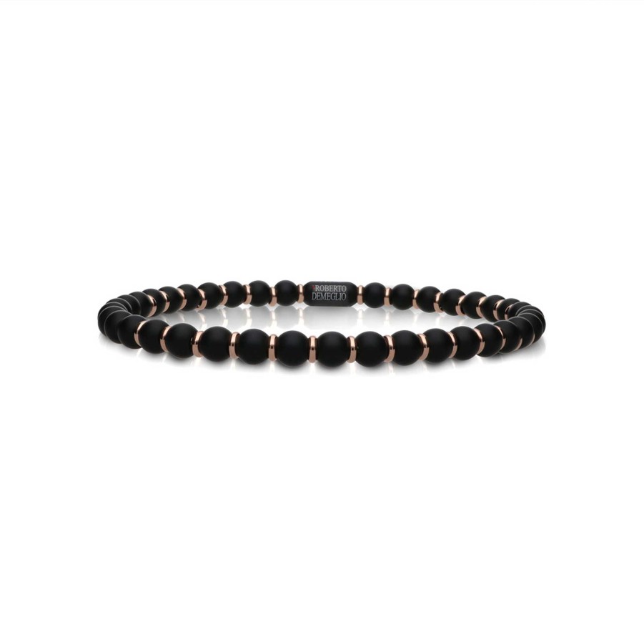 Bracelets Roberto Demeglio | Men'S Sfera Black Matte Ceramic Bracelet