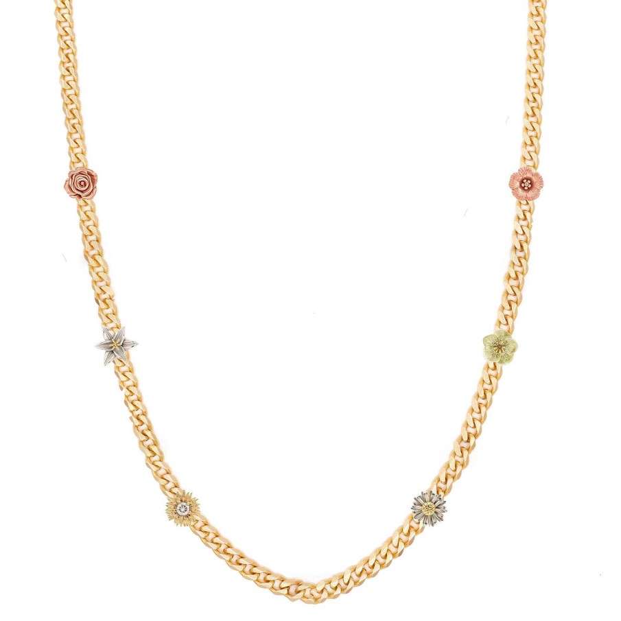 Necklaces Bernard James | Flora Curb Chain Necklace 14K Yellow Gold