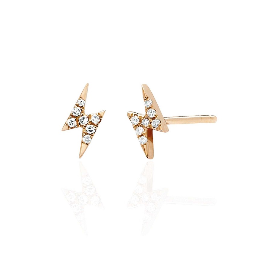 Earrings EF Collection | Diamond Mini Lightning Bolt Stud Earring