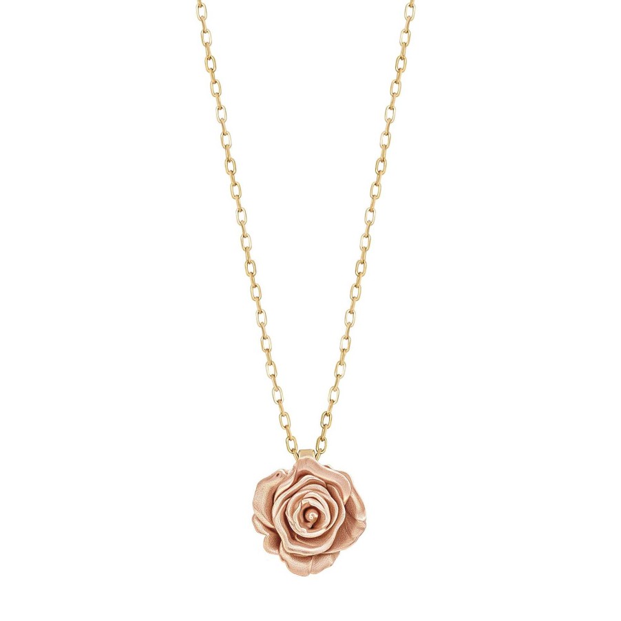 Necklaces Bernard James | Maxi Rosa Single Charm Necklace 14K Yellow/Rose Gold